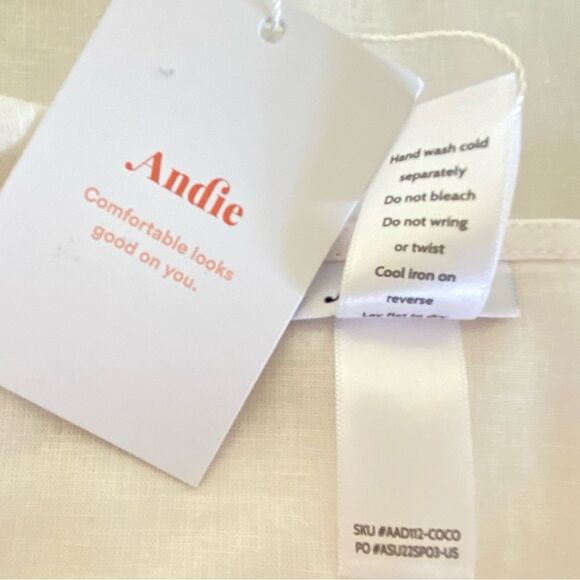 Andie Barreta Coconut Off White Linen Rayon Slip Midi Dress Sz M NWT - Picture 8 of 12